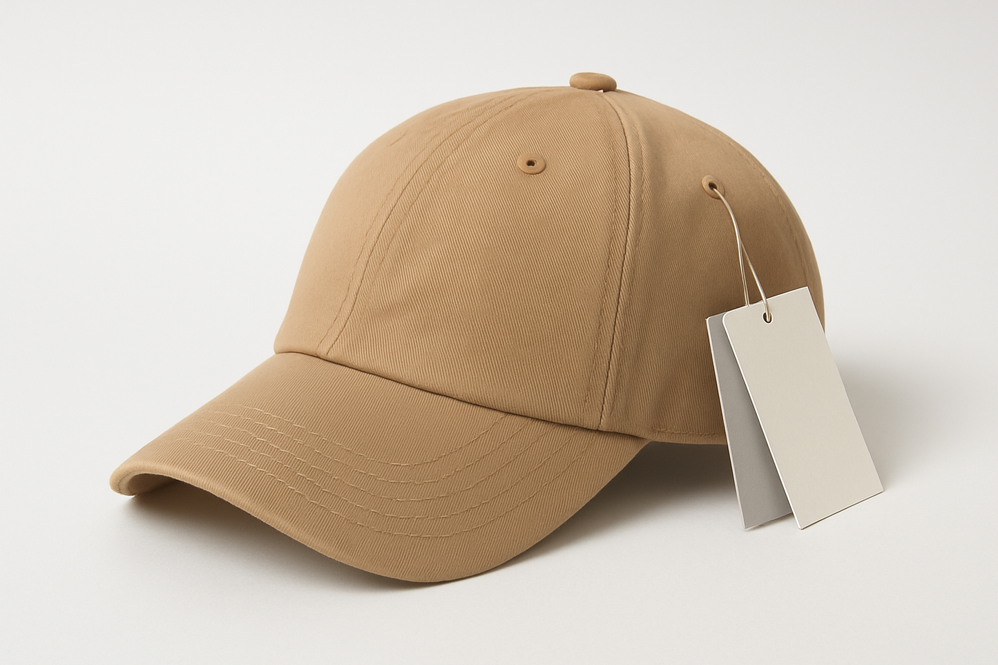 tan baseball cap with tags ralph laurenbut remove all branding